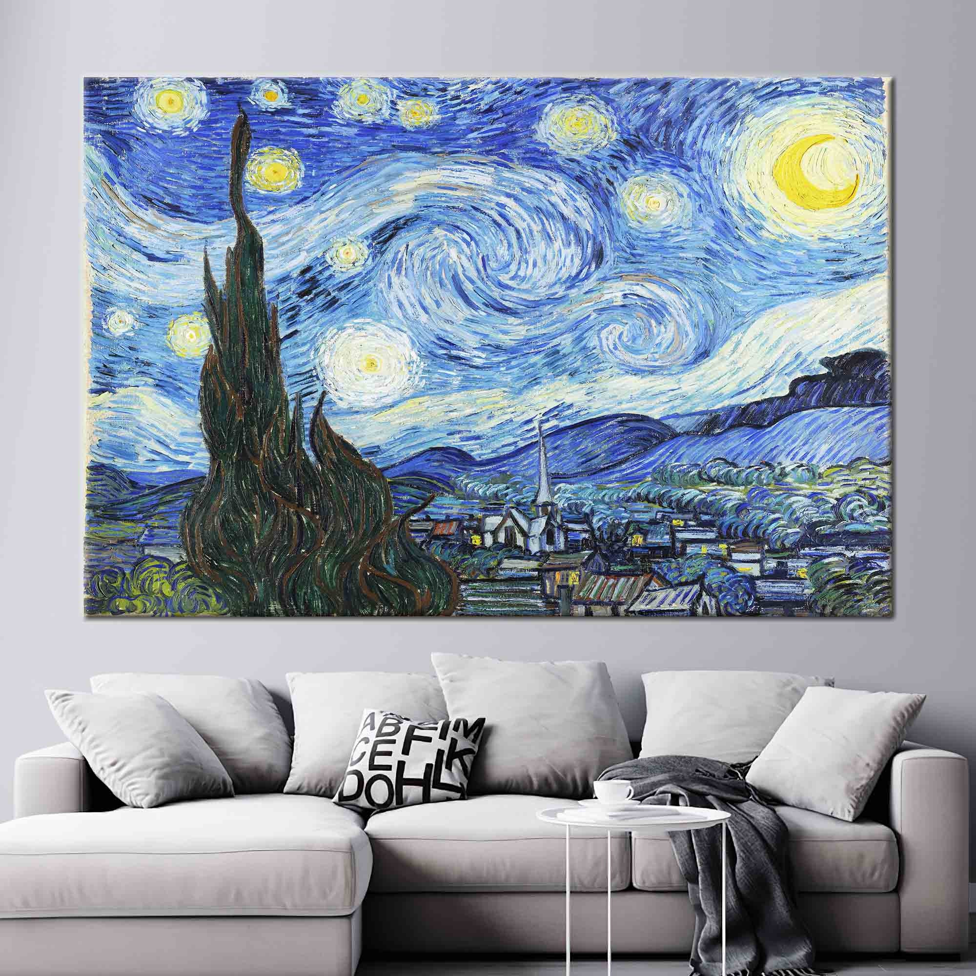 油絵プリント、星月夜アートキャンバス、ヴィンセント・ヴァン・ゴッホ