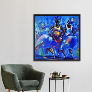 Three Black Women, Modern Canvas, African Canvas Art, Abstract Canvas Art, Abstract Woman Artwork, Black Woman Printed, image 3