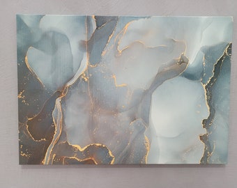 Emerald Green Marble Wall Art, Gold Veined Abstract Canvas Print for Elegant Interiors, Green Marble Canvas Decor, Alcohol Ink Canvas Art