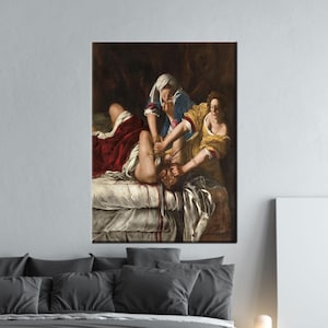 Judith Beheading Holofernes Canvas Art, Artemisia Gentileschi Baroque Painting Print, Dramatic Classical Wall Decor for Art Lovers