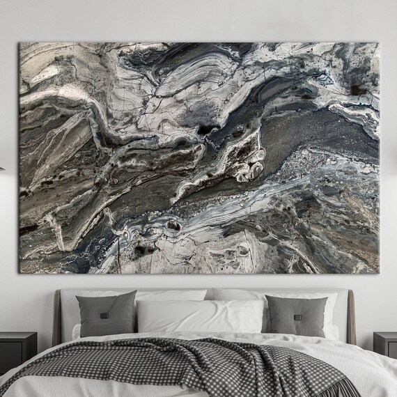 Black and Gray Stone Wall Art Modern Wall Art Gray Canvas Etsy