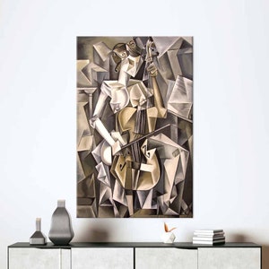 3D Wall Art, Large Canvas, Canvas Gift, Woman Playing A Cello, Abstract Woman Canvas Decor, Musician Woman Wall Decor, Cubism Printed,