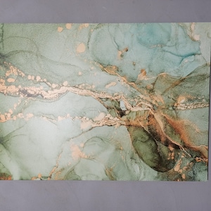 Grün und Gold Marmor, moderne Kunst Leinwand, grüne Marmor Leinwand Kunst, Luxus Marmor Leinwand, Alkohol Tinte Kunst, Marmor Wanddekor,