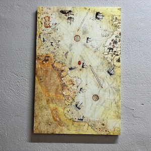 Piri Reis Map, Trendy Wall Decor, Map Artwork, Antique Map Wall Art, Vintage Map Poster, Piri Reis Wall Decor, World Map Canvas Art,