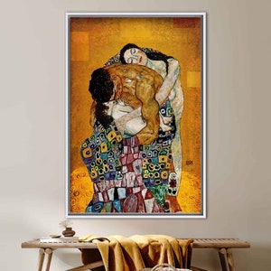 Wall Decor, Wall Art Canvas, Canvas Print, Gustav Klimt The Family, Reproduction Poster, Art Nouveau Canvas Print, Gustav Klimt Canvas, White Framed