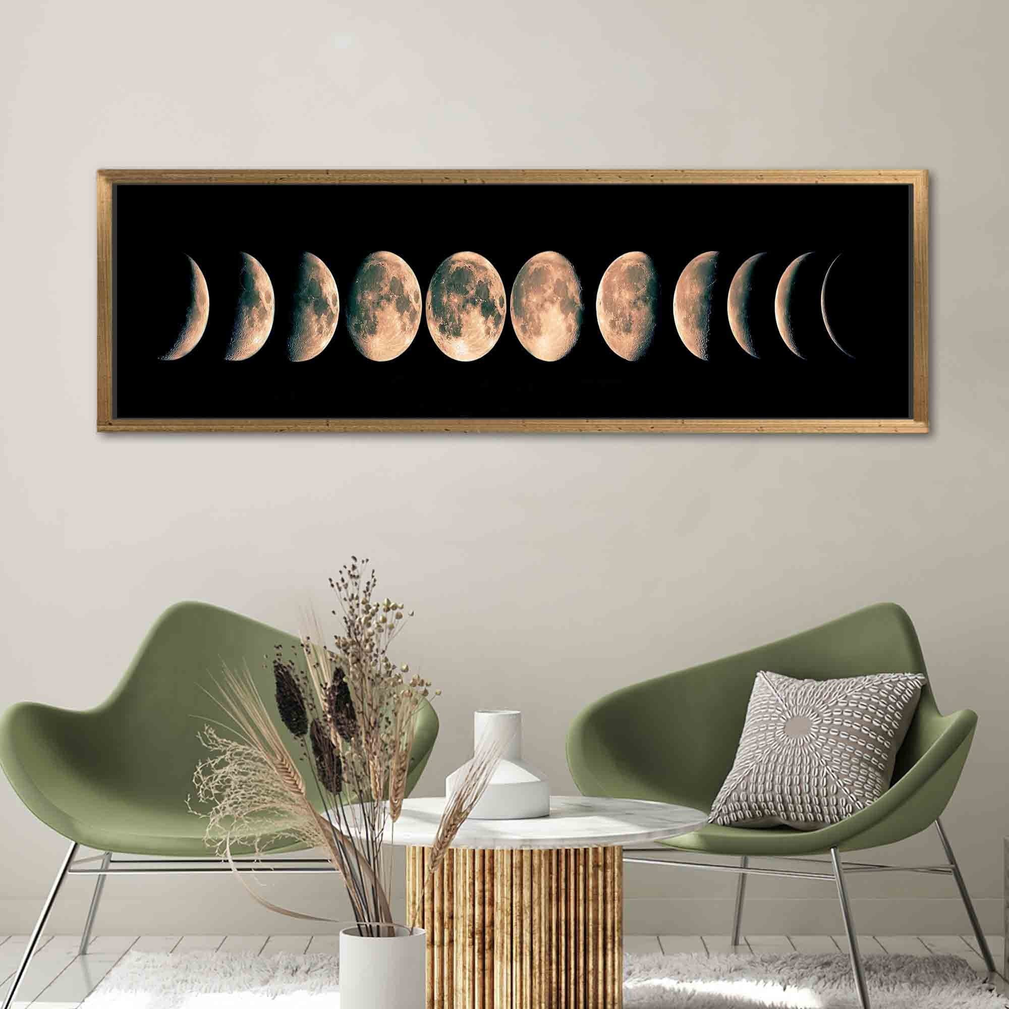 Phases of the Moon Wall Art, Minimalist Celestial Canvas, Galaxy ...