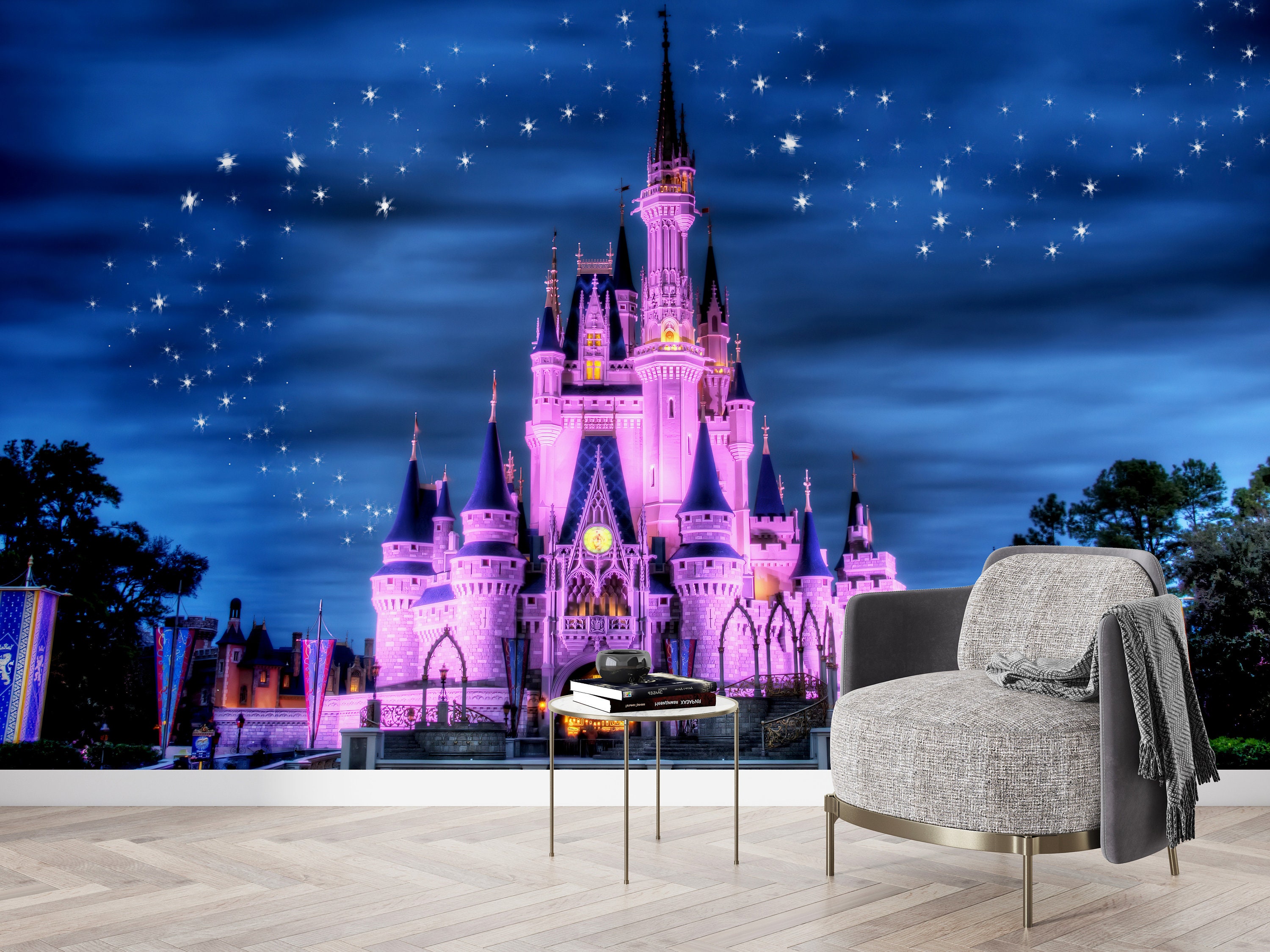 Disney Cinderella Castle Canvas Painting Wall Art Disneyland Under The  Starry Night Cartoon Posters And Prints For Home Decor - Painting &  Calligraphy - AliExpress