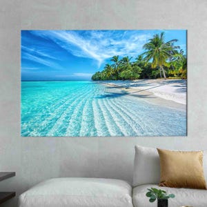 Strand Landschaft Leinwand Geschenk, Meerblick Poster, Landschaft Leinwand Poster, Tropischer Ozean Kunst Leinwand, personalisiertes Baby Geschenk,