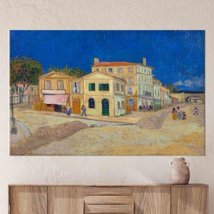 The Yellow House, Reproduction Poster, Oil Painting Print, Van Gogh Art Canvas, Street Landscape Poster, Famous Canvas Decor,