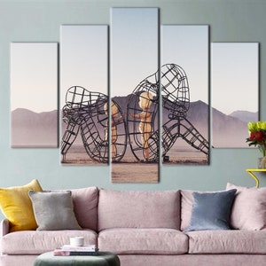 Two People Turning Their Backs On Each Other At Burning Man, Couple Gift Canvas Art, Alexander Milov Canvas Art, Trendy Printed, image 7