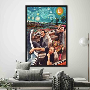 Oil Painting Print, Starry Night Printed, Car Canvas Art, Famous Canvas Art, Frida Van Gogh Dali Artwork, Van Gogh Canvas, Black Framed