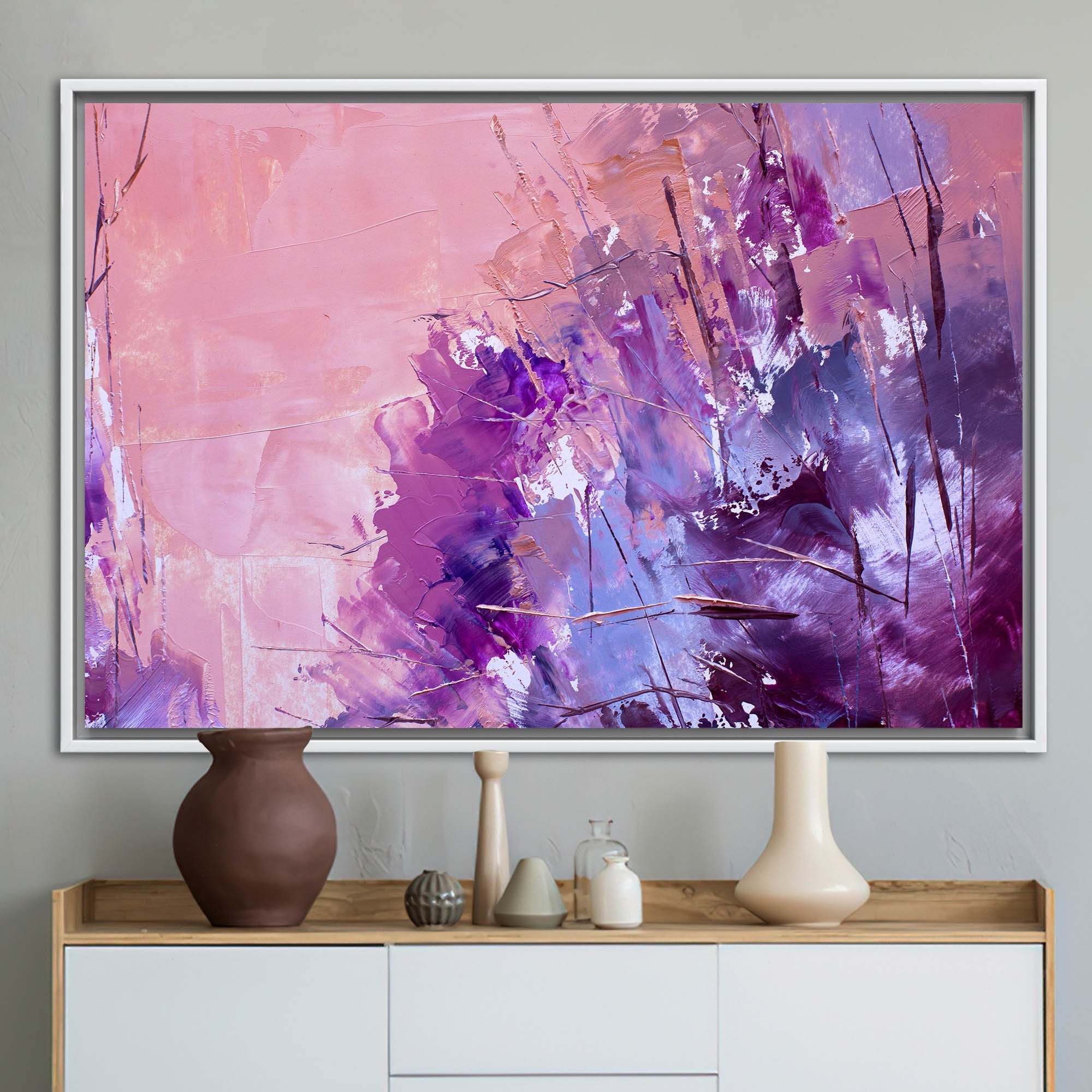 Colorful Printed, Pink and Purple Wall Art, Purple Canvas, Contemporary ...