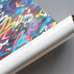 Banksy Liebe Herzen Wandbild, Banksy Bunte Herzen Wandbild, Bunte Wandkunst, Graffiti Wandposter, Mehrfarbiges Wandbild, Bild 7