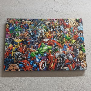 Héroes de Marvel, lienzo para niños, decoración de pared para habitación de niños, arte para habitación de niño, impresión de Marvel, arte en lienzo de héroes de Marvel, lienzo de superhéroes,