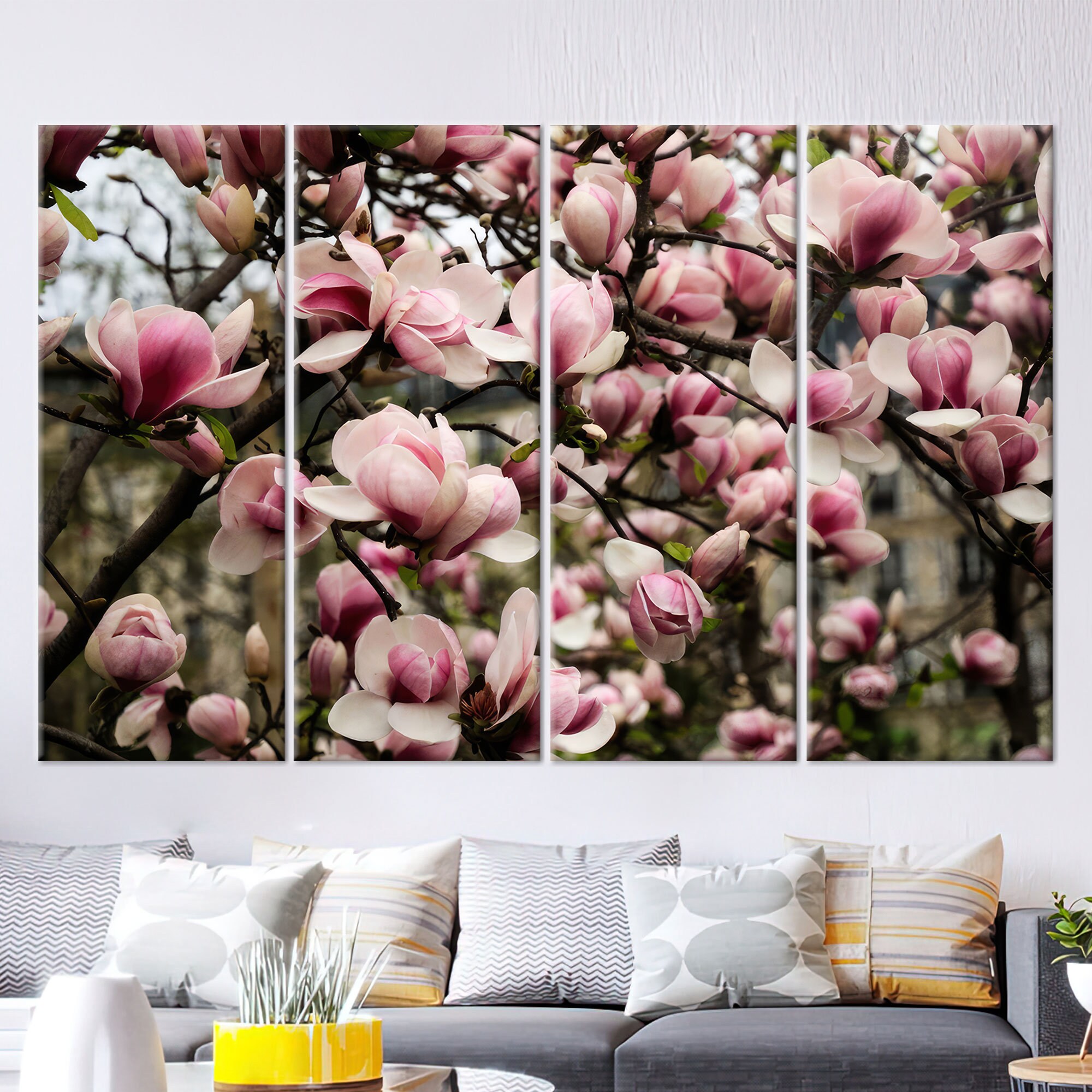 Pink Magnolia 3D Canvas, Pink Flowers Wall Decor, Home Decoration ...