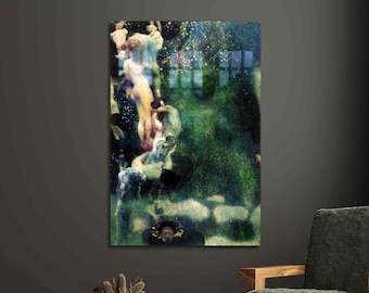 Glass Printing, Mural Art, Glass Wall Decor, Gustav Klimt Philosophy, Klimt Philosophy Wall Decoration, Gustav Klimt Wall Decoration,