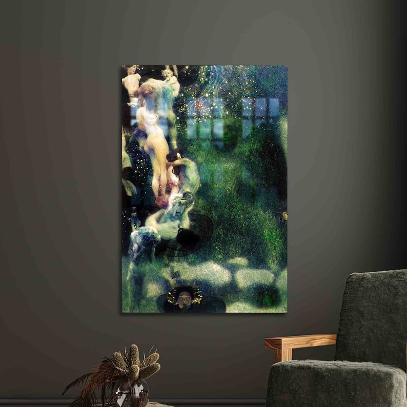 Glass Printing, Mural Art, Glass Wall Decor, Gustav Klimt Philosophy, Klimt Philosophy Wall Decoration, Gustav Klimt Wall Decoration, No Framed