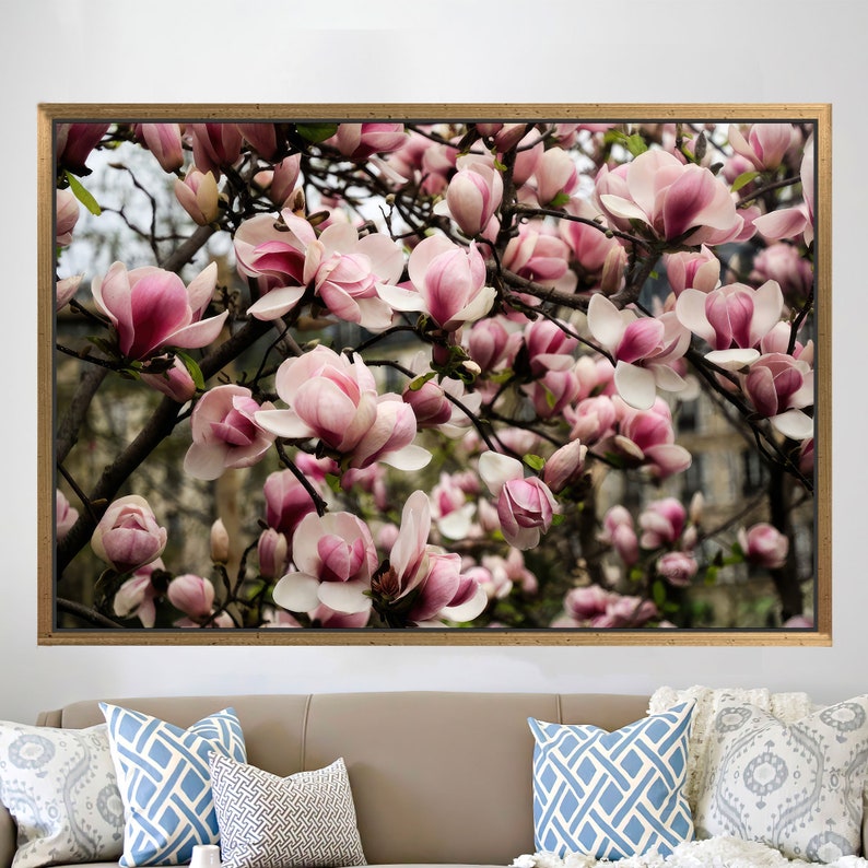 Pink Magnolia 3D Canvas, Pink Flowers Wall Decor, Home Decoration ...