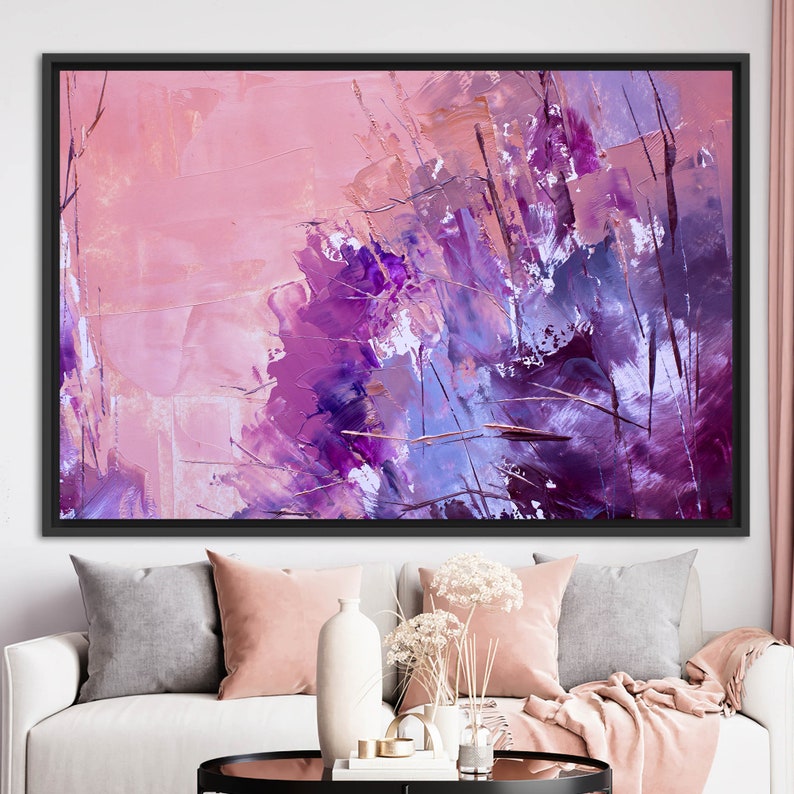 Colorful Printed, Pink and Purple Wall Art, Purple Canvas, Contemporary ...
