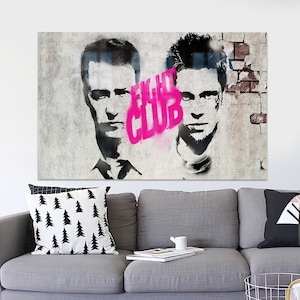 Fight Club Wall Decor, Minimalist Wall Art, Man Cave Wall Decor, Graffiti Glass Wall, Fight Graffiti Glass Printing, Kitchen Decor,