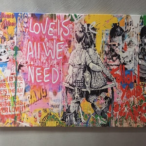 Love Is All We Need, Love Need Art, Love Graffiti Art Canvas, Graffiti Wall Art, Street Art Print, Contemporary Wall Decor,