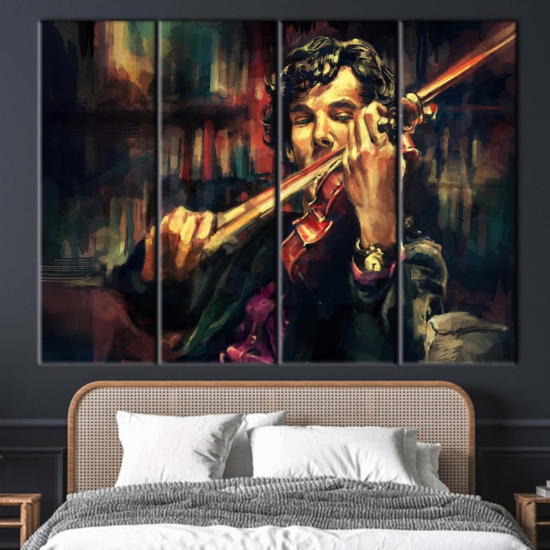 Music Poster, Violinist Art, Music Room Art Canvas, Sherlock Holmes Poster, Men Violins Poster, Modern Canvas Art, Violin Canvas Art, image 5