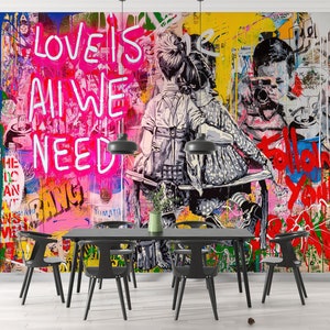 Love Is All We Need, Graffiti Wallpaper, Street Graffiti Wall Print, Love Need Wall Paper, Love Graffiti Wall Paper, Banksy Wall Print, image 6