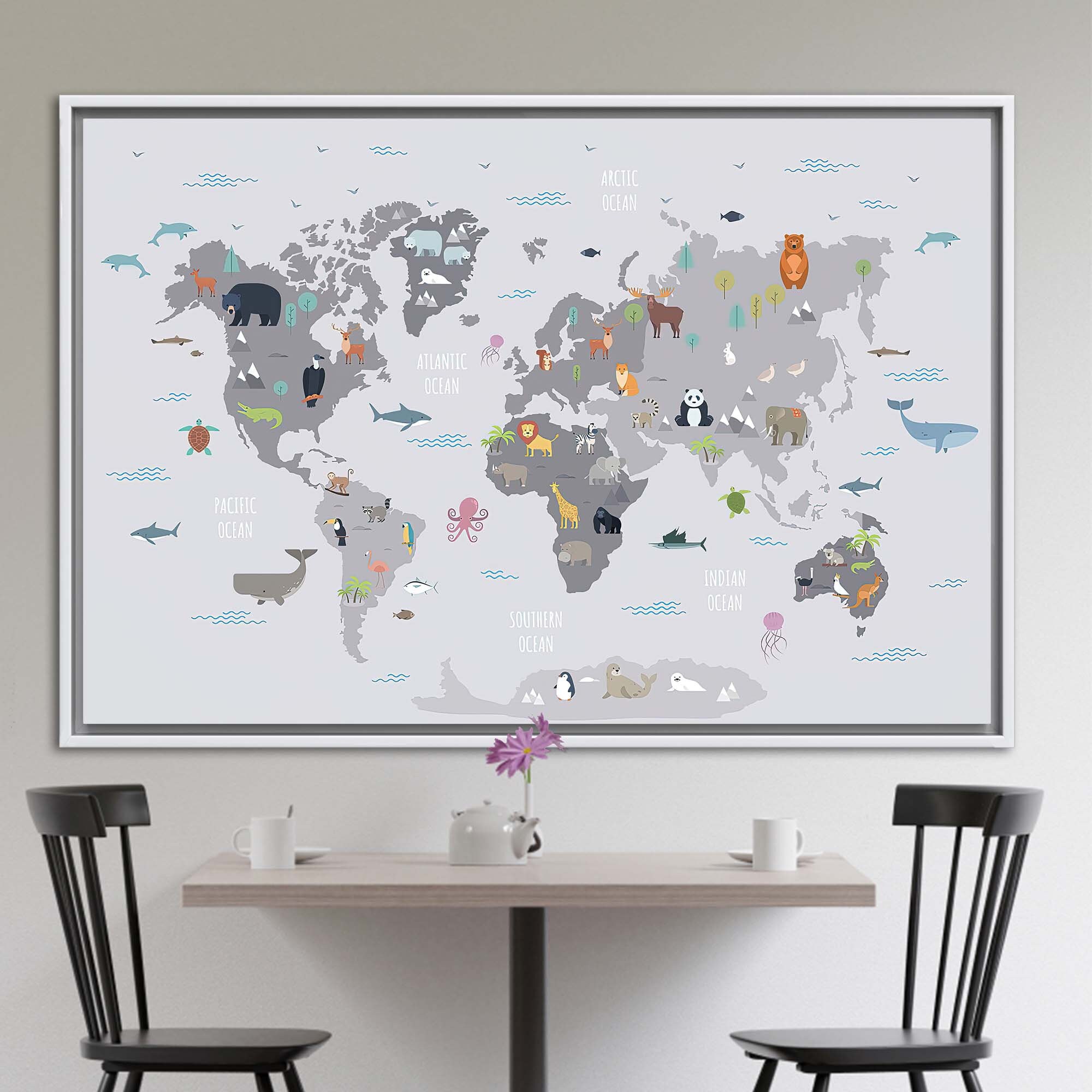 Kids Wall Decor, Kids Room Poster, World Map Wall Decor, Children Art ...