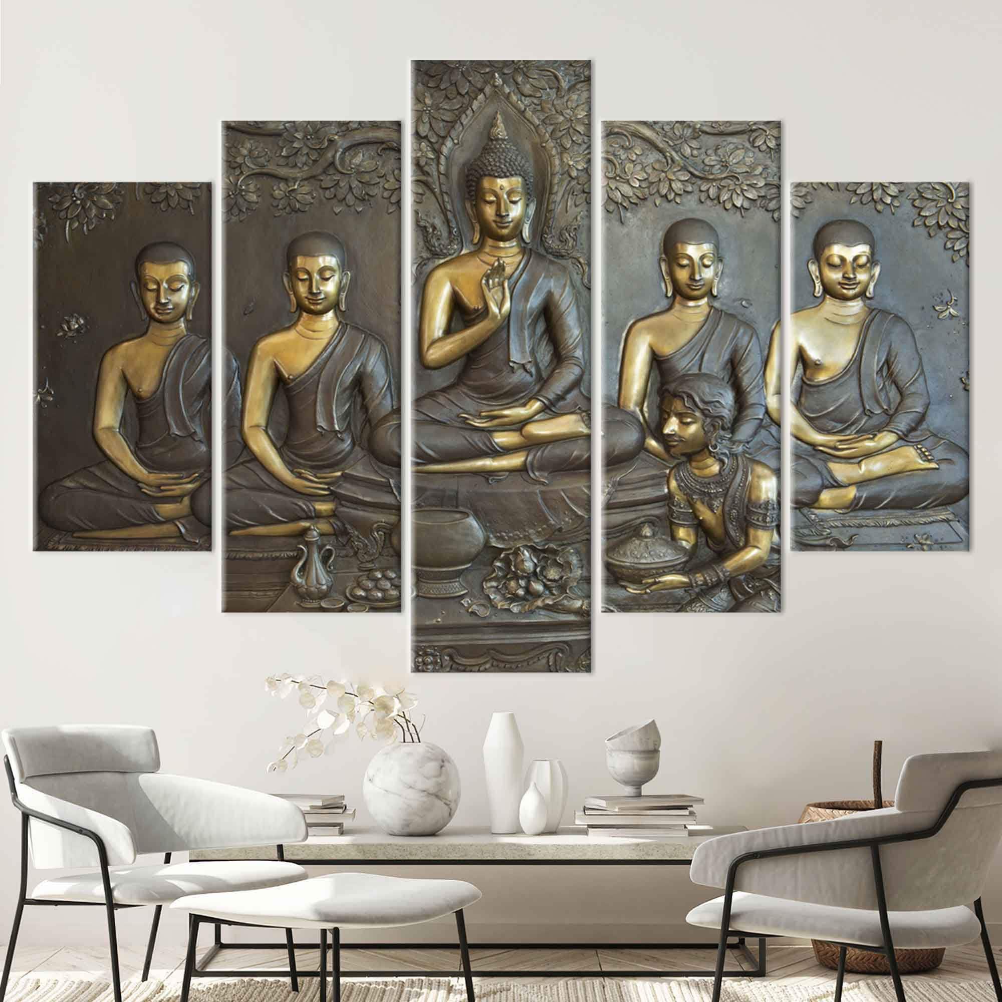 Living Room Wall Art, Canvas Wall Art, Large Canvas, Buddha Statue ...