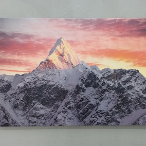Sky Artwork, Mountain Art, Ama Dablam Peak Wall Art, Nepal Poster, Landscape Canvas Art, Sunrise Canvas Art, Nature Wall Art,