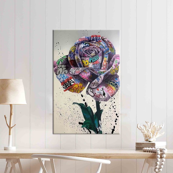 Banksy Rose Graffiti Street Wall Art Banksy Rose Artwork - Etsy