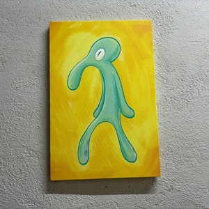 Canvas Print, 3d Wall Art, Canvas Wall Art, Squidward Painting Print, Bold And Brash Artwork, Modern Canvas Decor, Abstract Canvas Print,