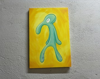 Canvas Print, 3d Wall Art, Canvas Wall Art, Squidward Painting Print, Bold And Brash Artwork, Modern Canvas Decor, Abstract Canvas Print,