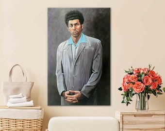 Modern Canvas Print, Famous 3D Canvas, Kramer Portrait Canvas Decor, Cosmo Kramer Canvas, Bedroom Poster, Framed Canvas Art, Wall Decor,