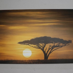 3D Wall Art, 3D Canvas, Living Room Wall Art, Serengeti Sunrise Landscape, Africa Landscape Poster, Tree Landscape Poster,