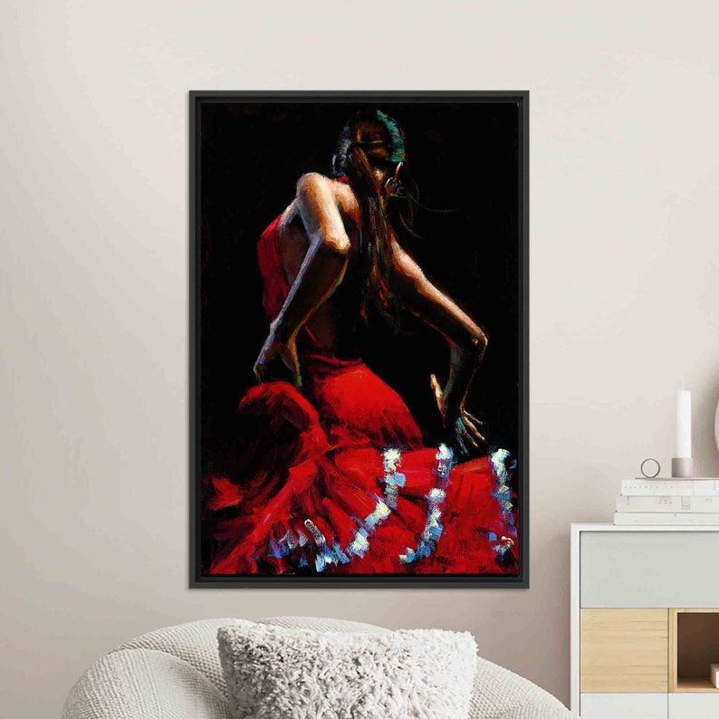 Wall Art, Canvas Gift, Living Room Wall Art, Spain Style Flamenco Dancer, Music Poster, Spain Style Flamenco Dancer Wall Art, Black Framed