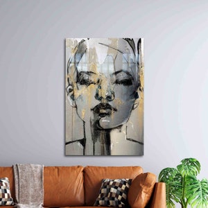 Wall Decoration, Tempered Glass, Glass Art, Abstract Woman Face, Woman Glass Wall Art, Woman Portrait Glass Printing,