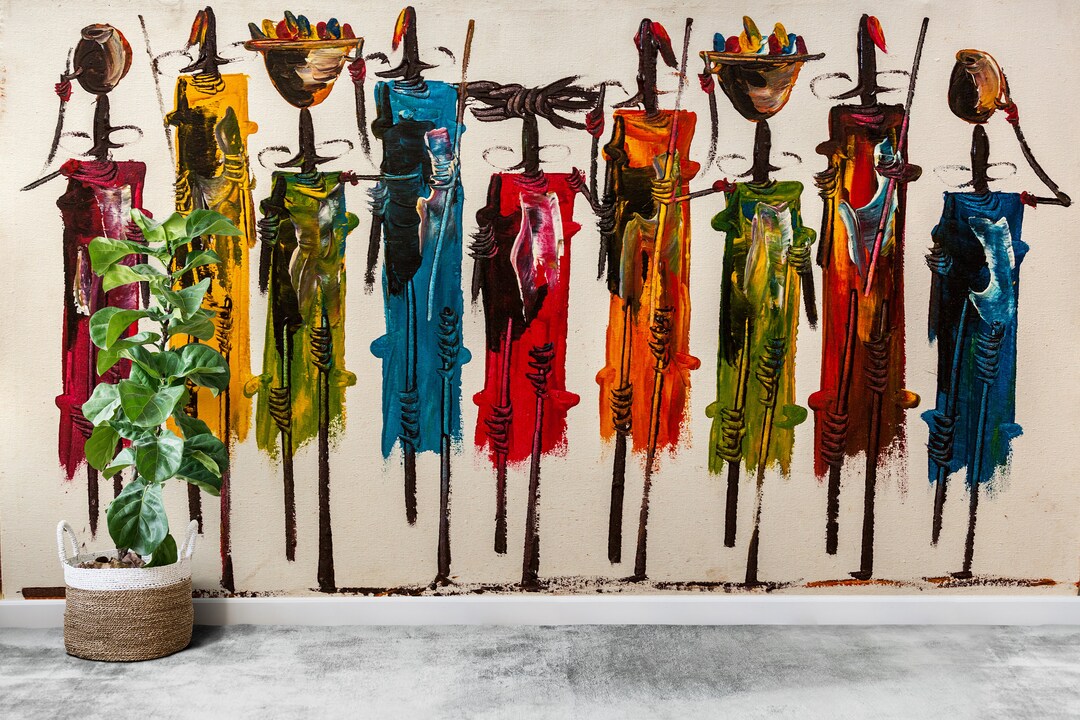 Masai Wallpaper Abstract Wallpaper Ethnic Wall Print Oil - Etsy