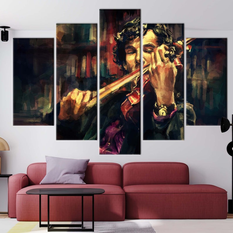 Music Poster, Violinist Art, Music Room Art Canvas, Sherlock Holmes Poster, Men Violins Poster, Modern Canvas Art, Violin Canvas Art, image 7
