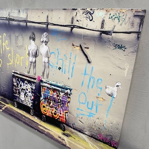 Banksy Life is Short Canvas, Banksy Wall Decor, Chill The Out Canvas Art, Banksy Boy Wall Decor, Banksy Art, Graffiti Canvas Art,