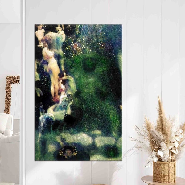 Leinwand Wand Kunst, Kunst , Wohnzimmer Wand Kunst, Gustav Klimt Philosophie, Klimt Philosophie Leinwand, Jugendstil Leinwand,