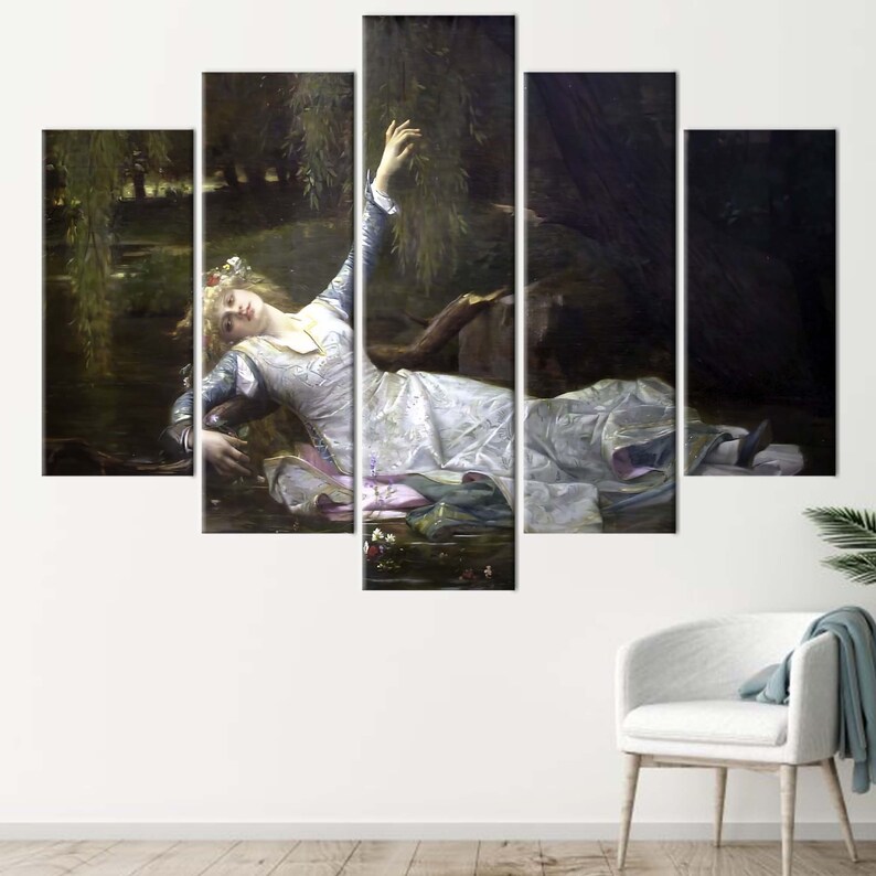 Ophelia, Woman Wall Decor, Famous Printed, Girl Printed, Reproduction Canvas, Oil Painting Print, Cabanel Ophelia Artwork, image 6