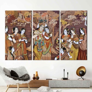 Radha Krishna Hindu Gods, Famous Artwork, Reproduction Wall Art, Hinduizm Artwork, Radha Krishna Printed, Indian Gods Printed, Hindu Wall Ar image 3