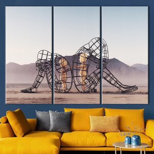 Two People Turning Their Backs On Each Other At Burning Man, Couple Gift Canvas Art, Alexander Milov Canvas Art, Trendy Printed, image 4