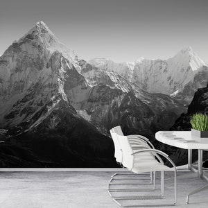 Campo base dell'Everest, carta da parati con paesaggio dell'Everest, arte murale del Nepal, decorazione murale con paesaggio, arte murale del campo base dell'Everest, stampa murale dell'Himalaya,