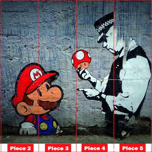 Graffiti Mural, Super Mario Graffiti Wall Paper, Gaming Room Wall Art, Mario Graffiti Mural, Banksy Wall Paper, Street Wall Poster, image 8