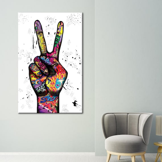 Peace Finger Graffiti Painting Finger Graffiti Art Peace - Etsy