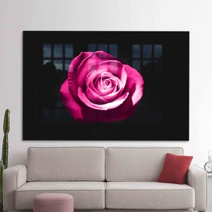 Wall Decoration, Wall Art, Wall Decor, Pink Rose Photography, Floral Glass, Contemporary Glass Wall, Flower Glass Decor,