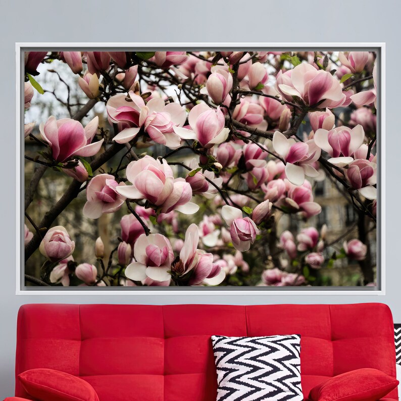 Pink Magnolia 3D Canvas, Pink Flowers Wall Decor, Home Decoration ...