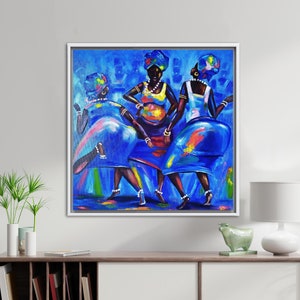 Three Black Women, Modern Canvas, African Canvas Art, Abstract Canvas Art, Abstract Woman Artwork, Black Woman Printed, image 2
